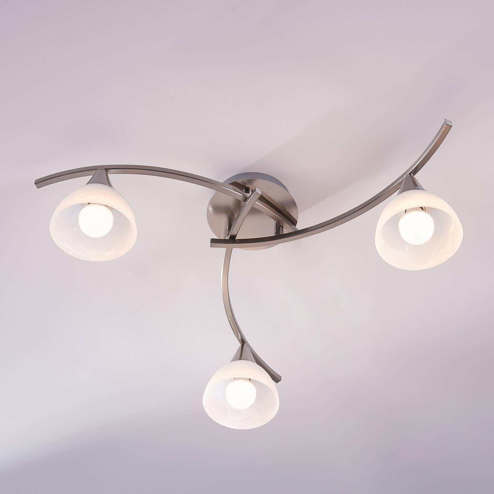 Lindby Lámpara de techo Della (Moderno) en Gris hecho Vidrio e.o. para Salón & Comedor (3 llamas, E14) lámpara