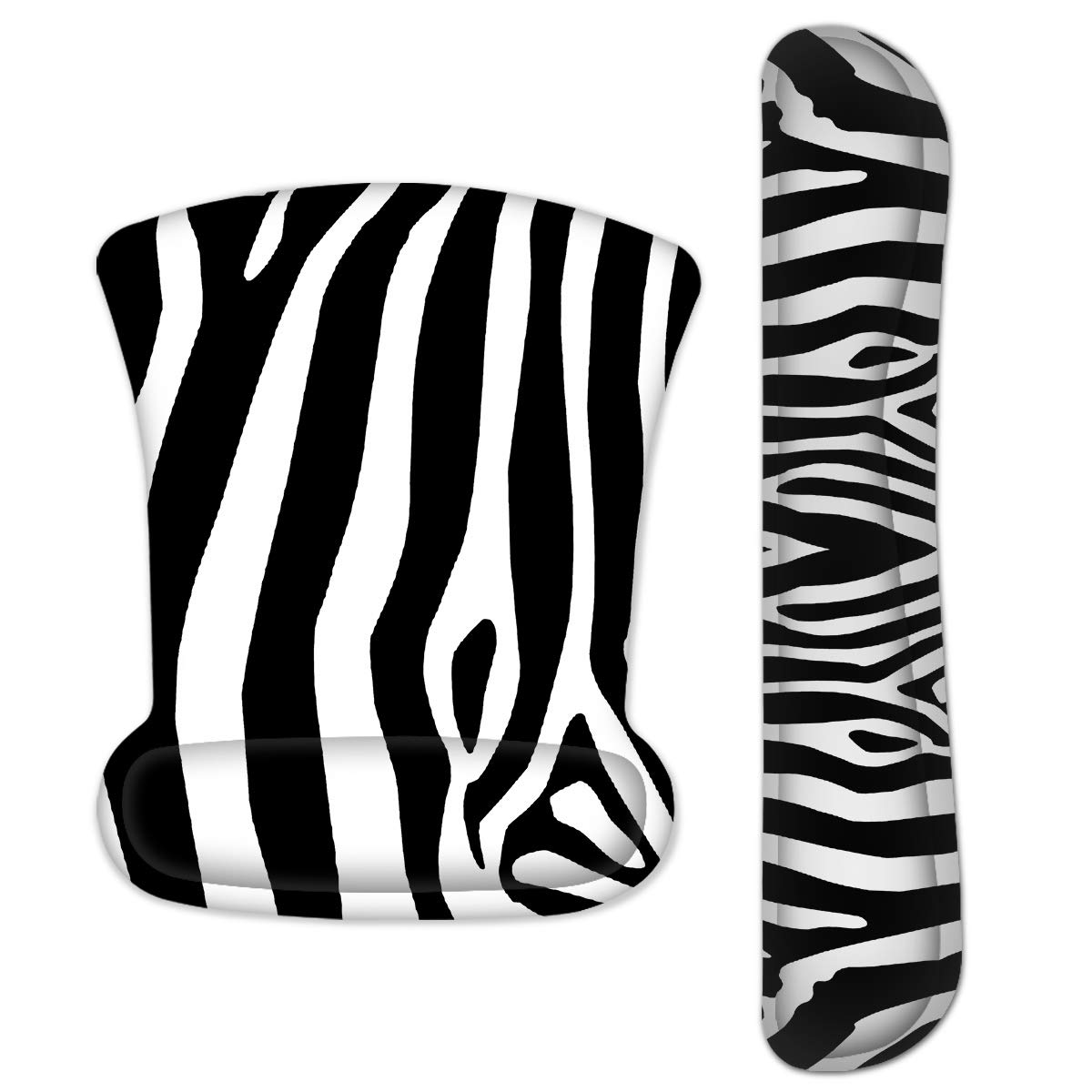 LUXBURG® Ergonomic Gaming Design Mousepad + Keyboard Wrist Support With Memory Foam for Laser and Optical Mouse - Zebra Stripes
