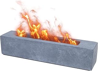 Large Rectangle Tabletop Fire Pit - Portable Bioethanol Fuel Concrete Smokeless Fire Bowl Table Top Firepit - Tabletop Fireplace - Rubbing Alcohol Smores Maker Personal Fireplace for Indoor Outdoor