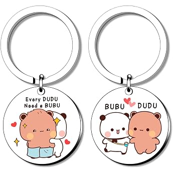 2 Piece Bubu Dudu Keyring Set Stainless Steel Cute Bear Keychain Popular Anime Pendant Practical Key Backpack Accessories Couples Gift for Bubu Dudu Enthusiasts