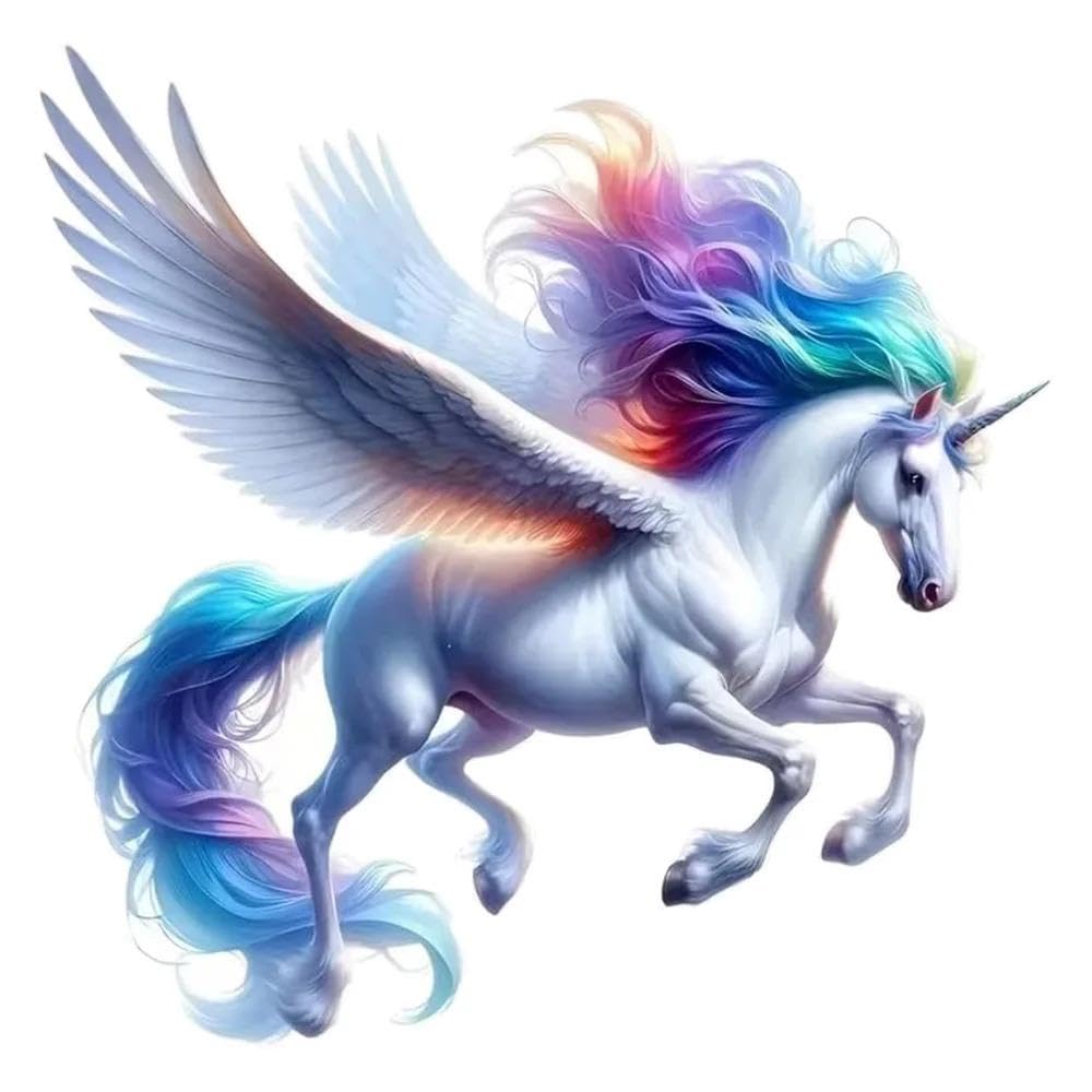 White Unicorn Pegasus Vinyl Stickers Self Adhesive Vinyl Decal Used for Car Windows Bumper Laptops(15cm)