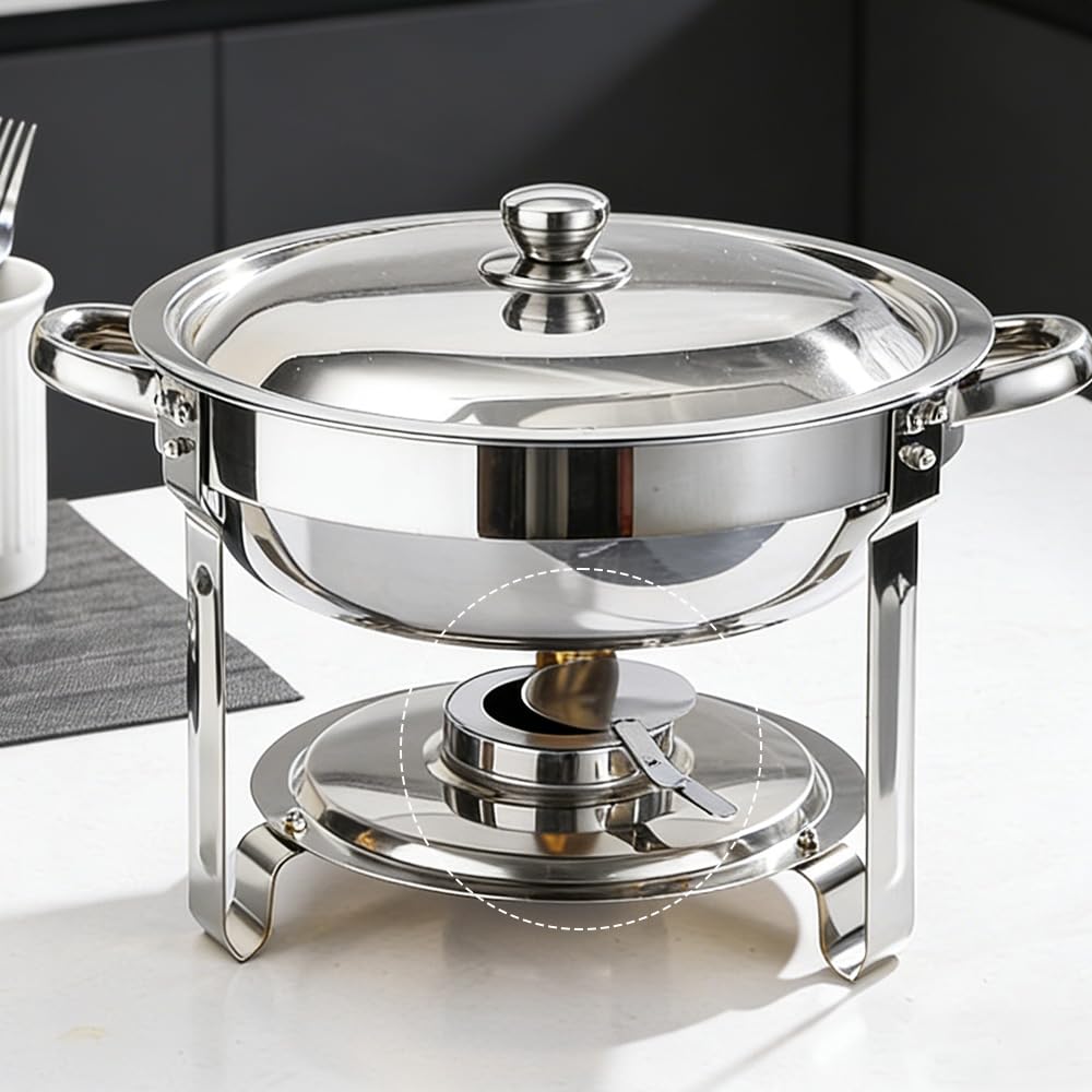 6 Stück Brennpastenbehälter mit Deckel Brennpastenbehälter Edelstahl Brennpaste Behälter Durchmesser Ø 9cm, Höhe 5 cm für Chafing Dish Brennpaste, Buffet Zubehör, Fondue