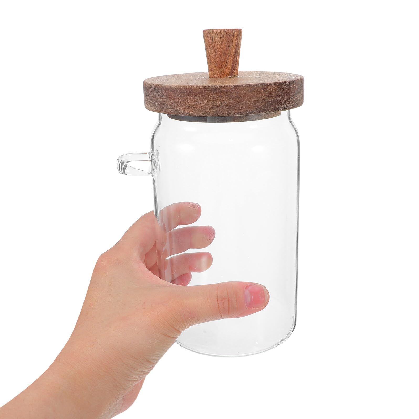 NUOBESTY Juego de 3 Recipientes de Vidrio para Detergente en Polvo con Tapa de Madera y Cuchara Medidora, Capacidad 400ml 600ml 900ml, Contenedores para Lavandería y Almacenamiento