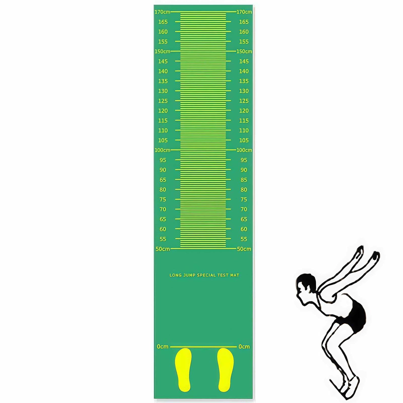 Mixtric Long Jump Mat, Sports Broad Jump Measurement Mat Hash Marks Carpeted Non Slip for Gym School Home Flooring Exercise Workout Training,Green