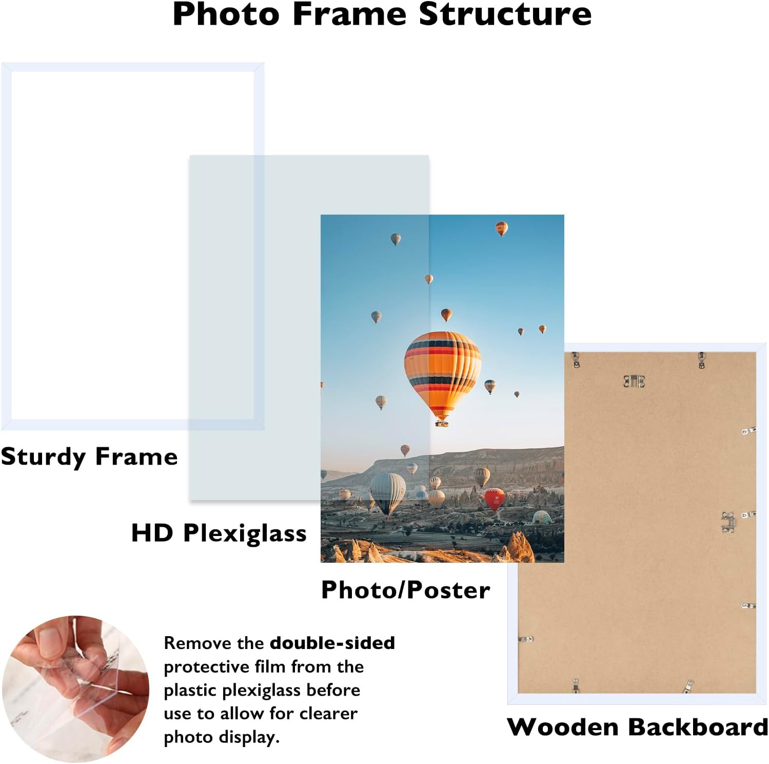 16x24 picture frame set of 3 white for poster photo picture and 40x60 cm canvas, horizontal and vertical formats for wall hanging, 16 x 24 wall gallery poster photo frame,3 pack, white white 16x24 inch