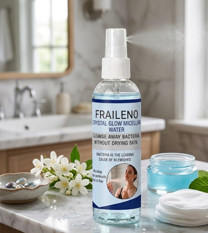 Crystal Glow Micellar Water Facial Cleanser Spray | Removes Bacteria, Non-Drying Formula, Blemish Control, Spray Bottle, All-Day Use-image-34
