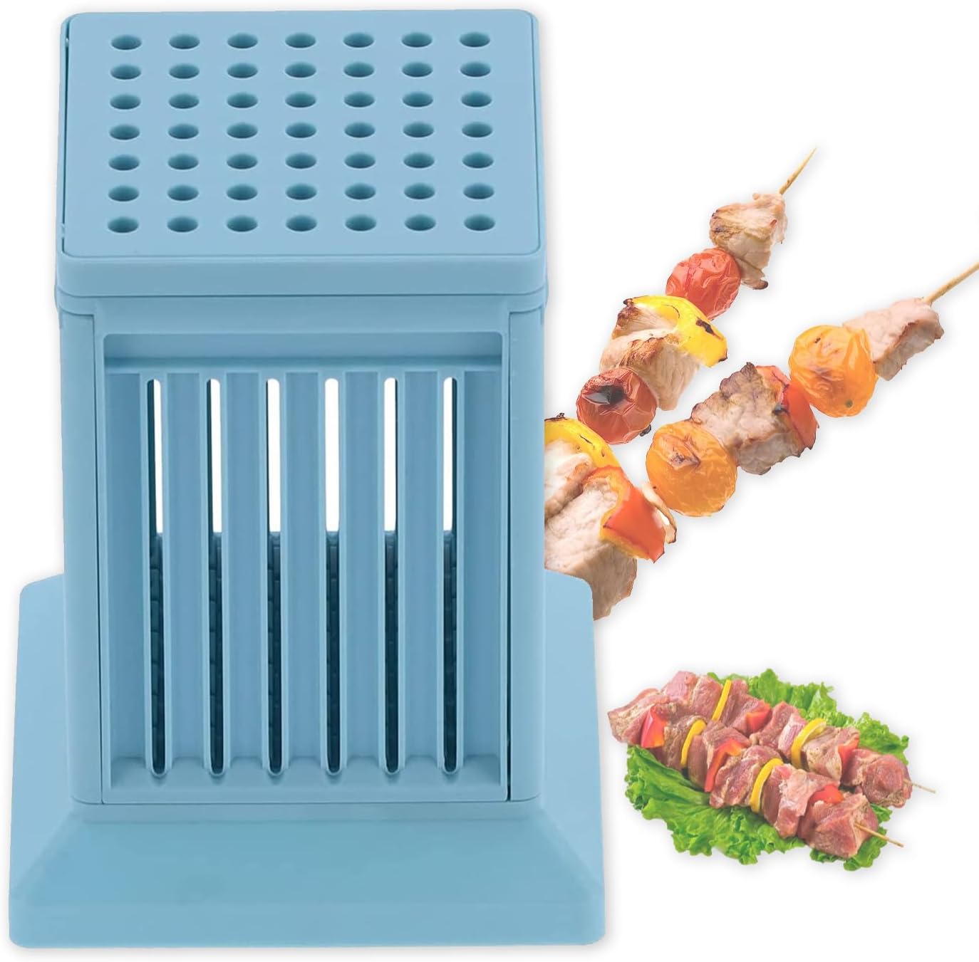 49 Holes Barbecue Skewers Maker, Kebab Making Box Grill Meat Slicers