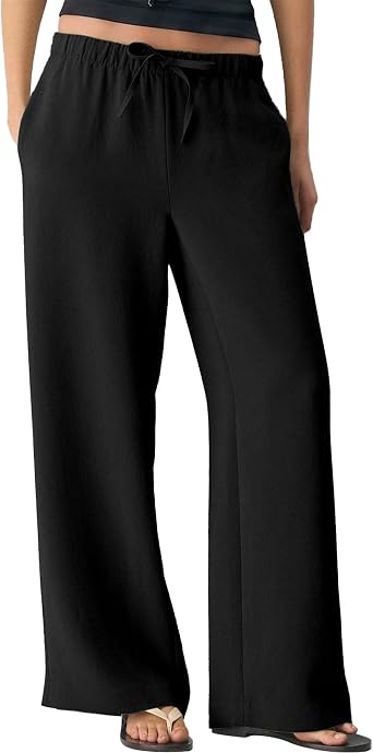 Ainangua Womens Wide Leg Crepe Pants High Waisted Palazzo Pants Lounge Pants Dressy Trousers Work Business