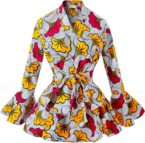 HongyuAmy Women's African Print Wax Jacket Ankara Long Sleevs Top Kente Clothes(Small,Color B)
