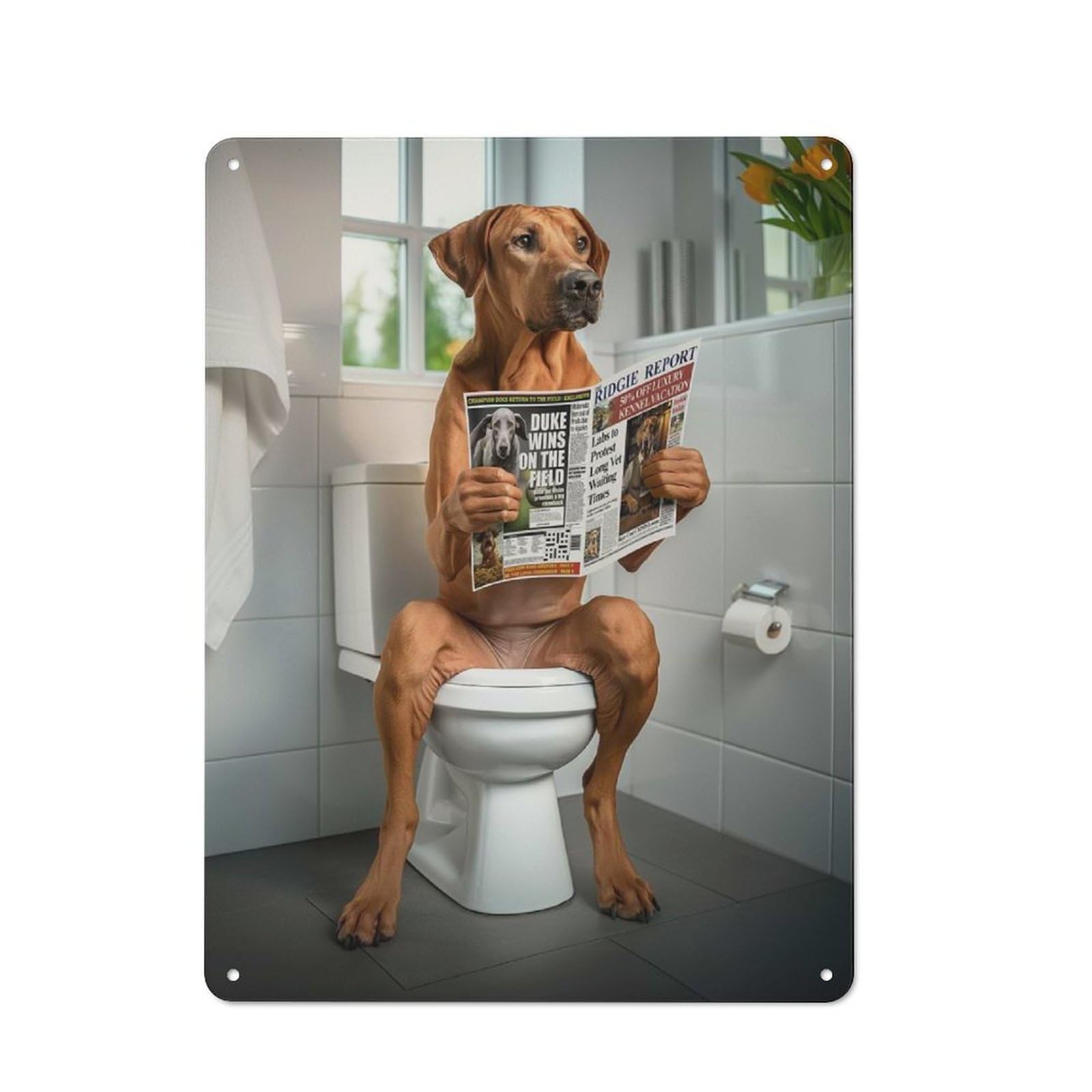 Rhodesian Ridgeback Toilet Vintage Metal Sign 40x30cm for Café Or Restaurant, Suited to Restaurant Decor Fans