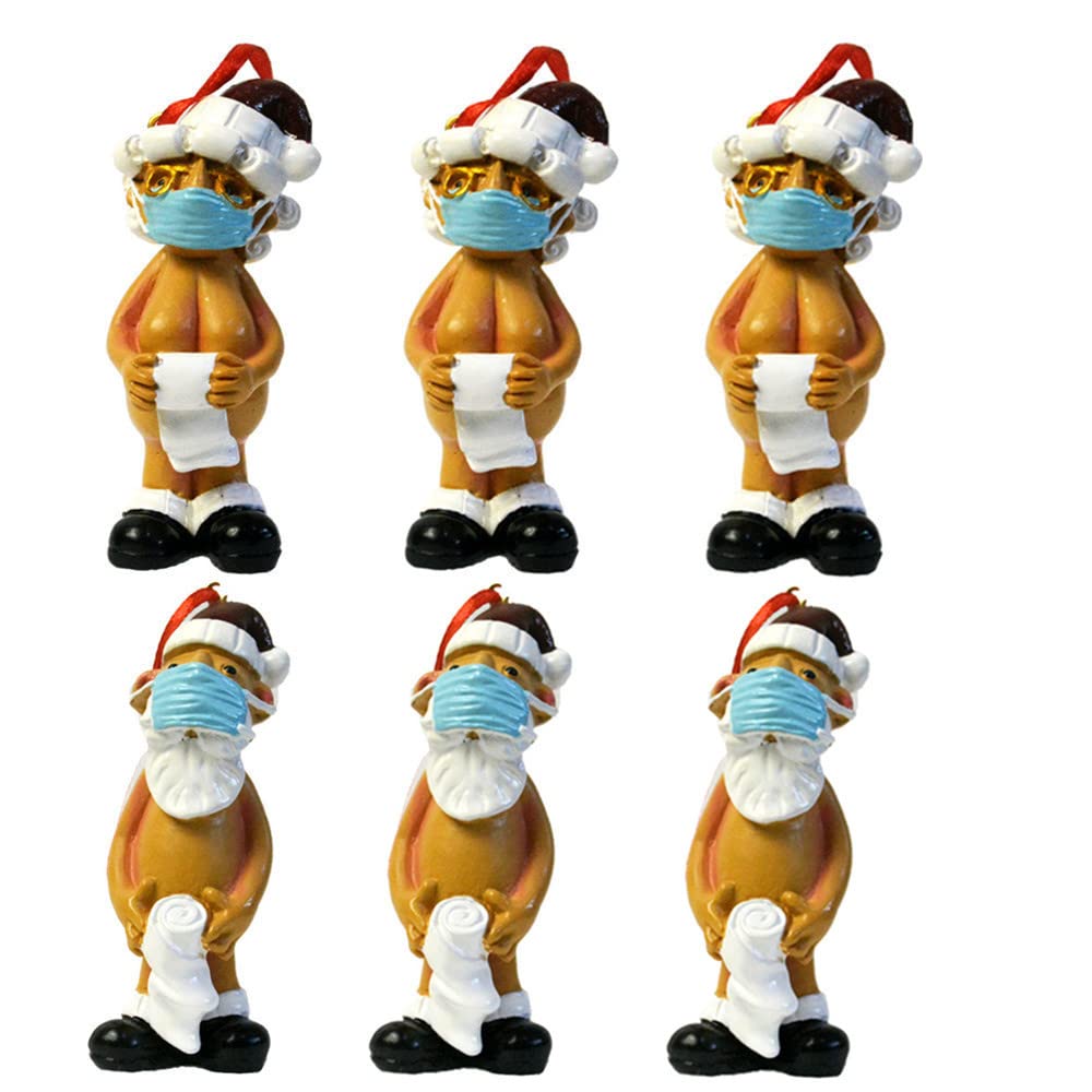 Decorazioni Albero di Natale,2023 Ciondolo decorativo Babbo Natale divertente, Decorazione Natalizia per Albero di Natale,Regalo di Natale (3xMr & 3xMrs)