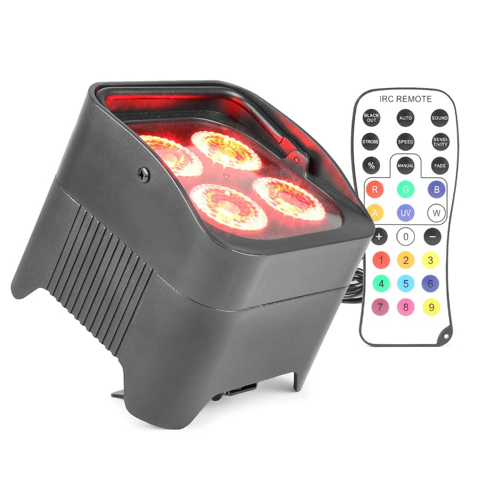 Beamz BBP94 Wireless Battery Powered PAR Light 40W - Rechargeable LED Uplighter, Cordless Battery Par Light, Indoor Wall Washer for Events, Stage Lighting Fixture