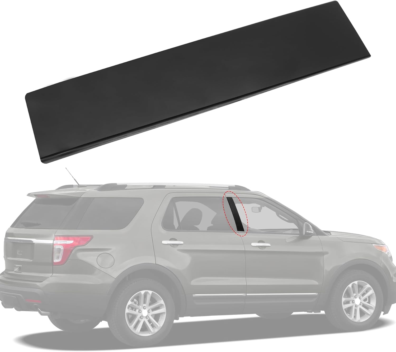 B Pillar Molding Trim 926-449 Front Right Passenger Side Door Applique Replacement for Ford Explorer 2011-2016 BB5Z7820554AB Gloss Black