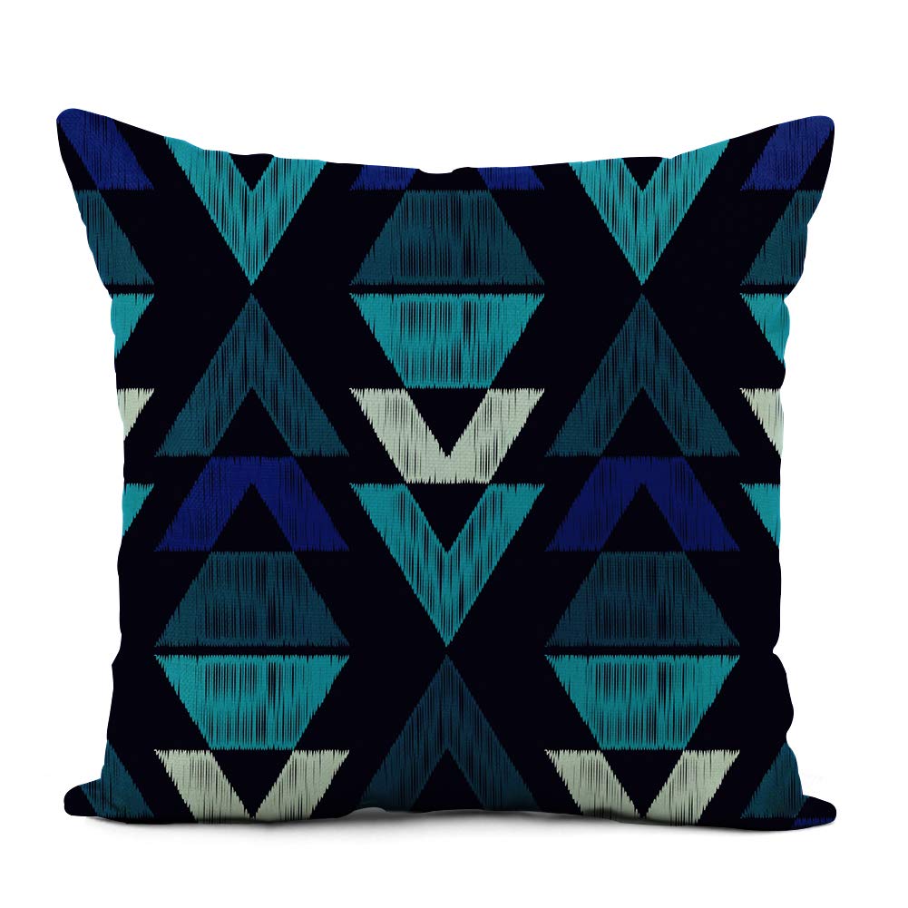 Linen Throw Pillow Cover Colorful Ethnic Boho Tribal Pattern on Scribble Retro Rapport Home Decor Pillowcase 16x16 Inch Cushion Cover for Sofa Couch Bed and Car