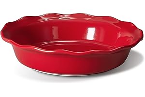 ONEMORE 9" Deep Dish Ceramic Pie Pan with Ruffled Edge for Baking