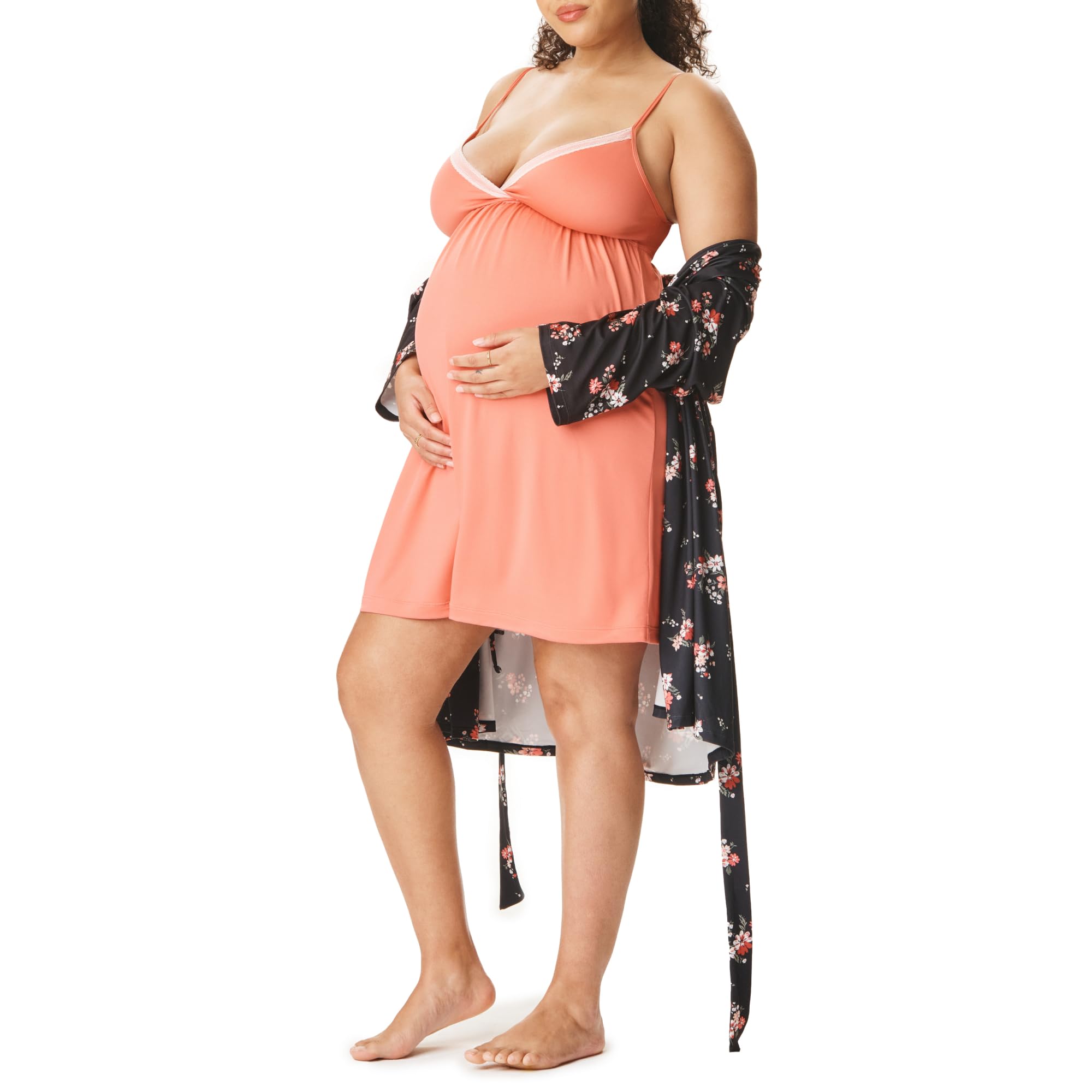 Motherhood Maternity Womens Nursing Nightgown and Robe Set for Labor Delivery and Breastfeeding