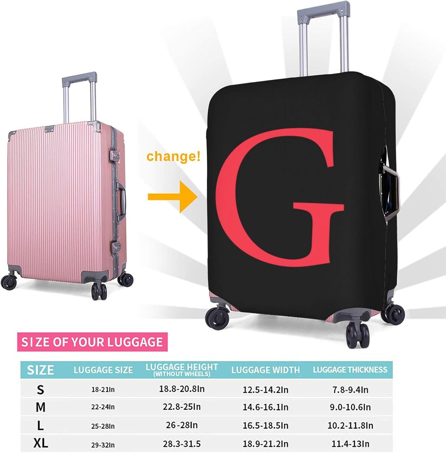 Letter G Elastic Stretch Suitcase Covers - Anti-Scratch Luggage Protector for 18-21 Inch Suitcases - Image 4