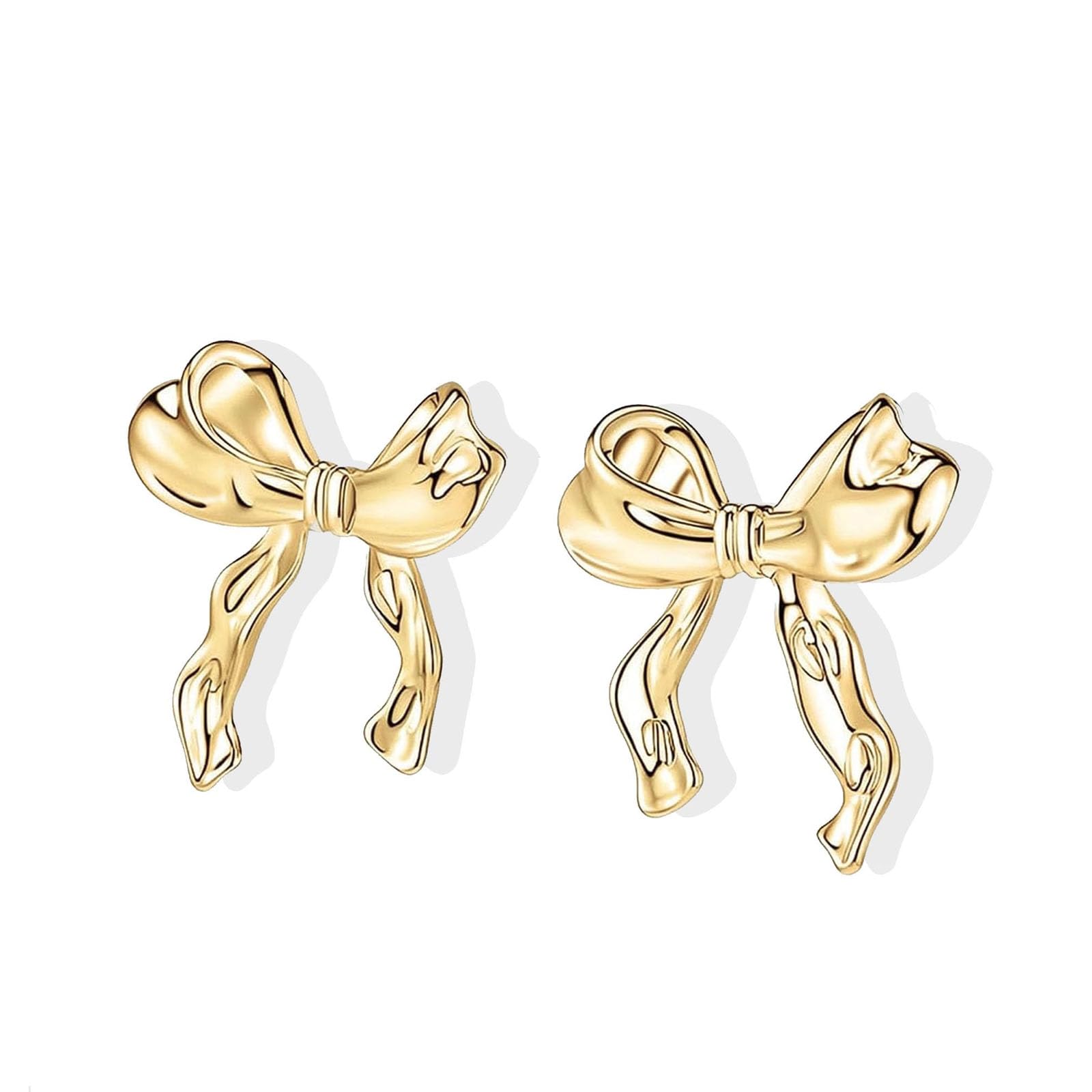 Gold Bow Earrings for Women 18K Gold Plated Bow Earrings Gold Ribbon Earring Jewelry Gift for Women