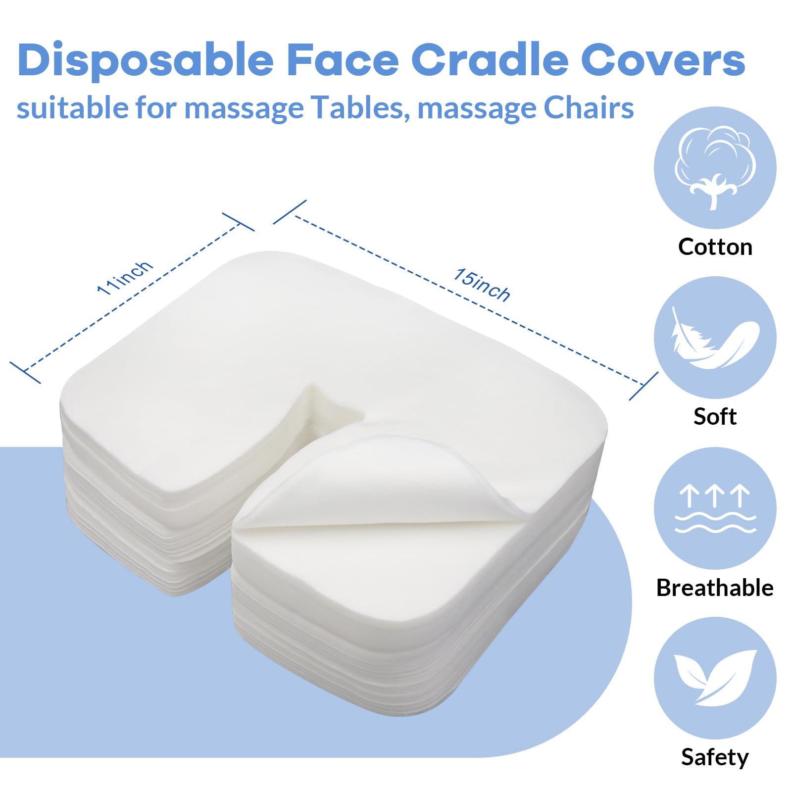 300 Count Disposable Face Cradle Covers, Medical-Grade, Ultra Soft, Luxurious, Non-Sticking Massage Face Covers, Headrest Covers for Massage Tables & Massage Chairs
