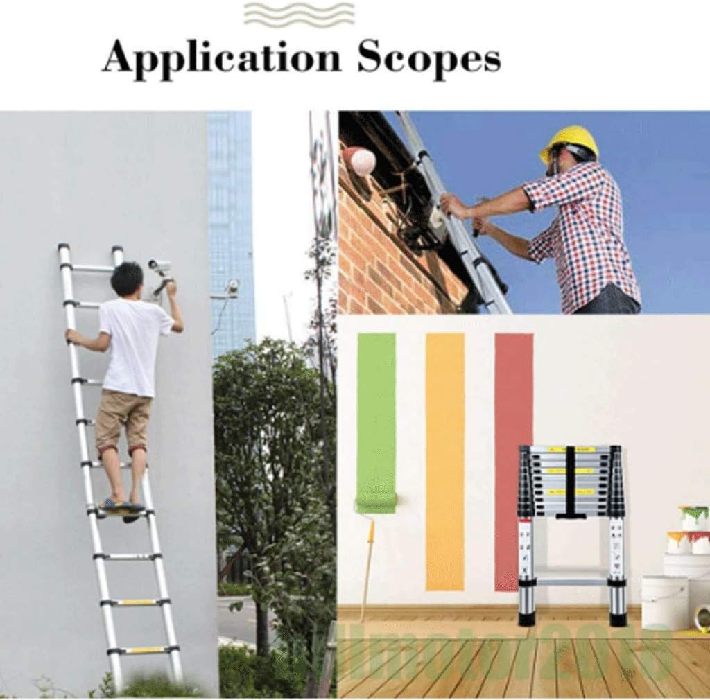 Telescoping Ladders Aluminum Telescoping Ladder 14 FT One Button Retraction Aluminum Telescopic Extension Extendable Ladder Slow Down Design Multi Ladders Yearn for