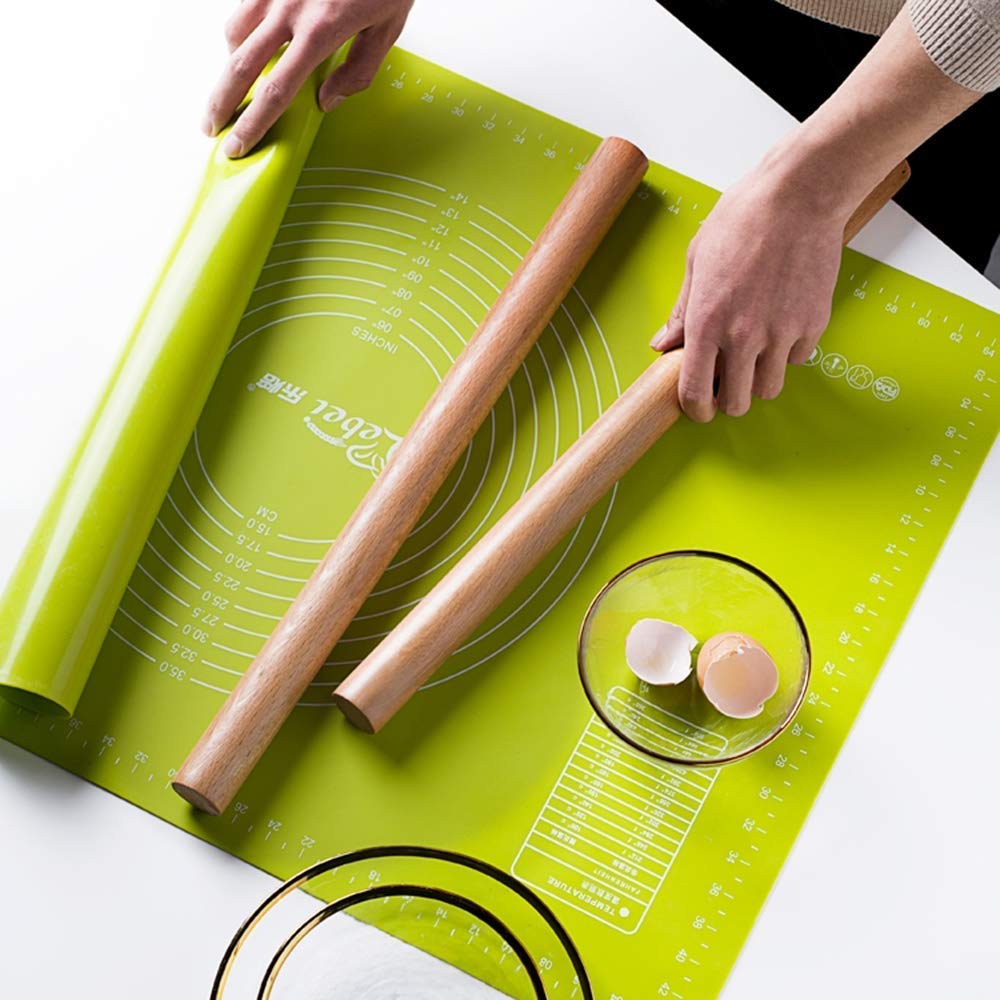 Mattarello in legno di faggio, rastremato, versatile, con superficie antiaderente, per gommose, biscotti e tagliatelle, ideale per la cucina domestica, dimensioni: 59 x 3,5 cm