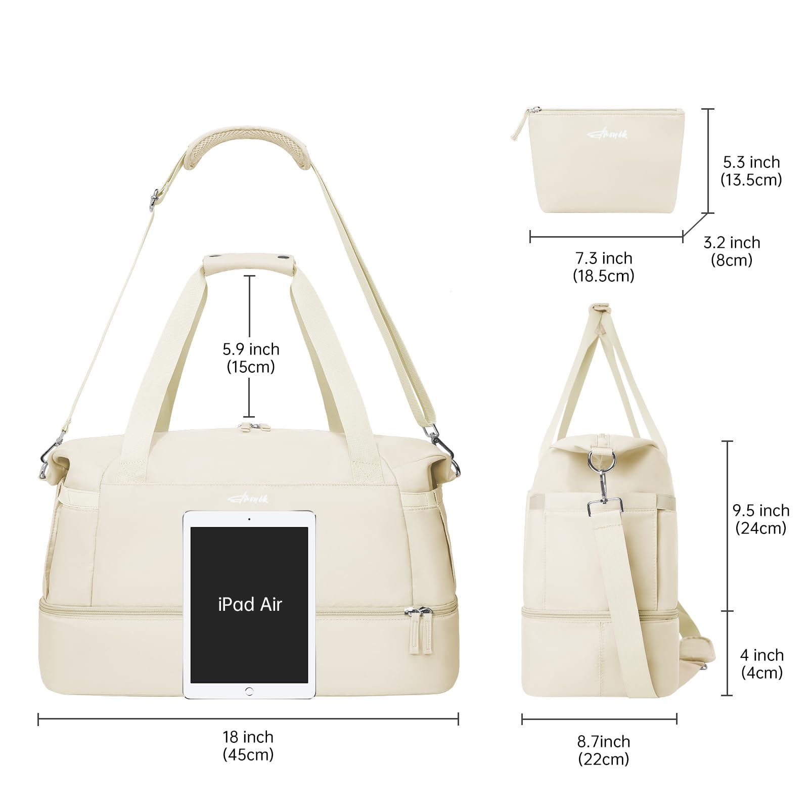 Gym Bag for Women, Personal Item Travel Bag with Shoes Compartment for Trip view 6