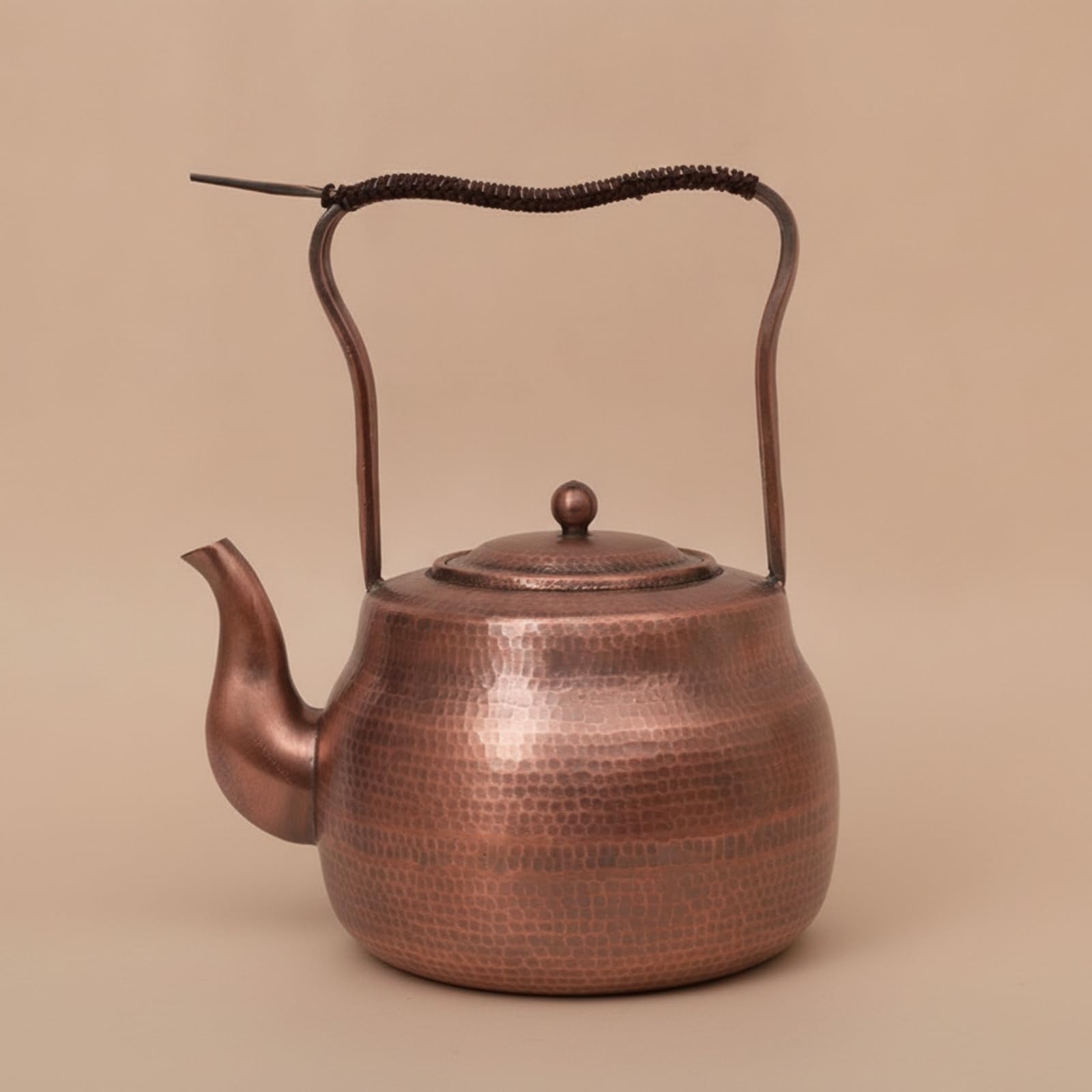Hervidor de Cobre Martillado Hervidor Tetera Caldera con Gran Capacidad y Mango Alto Rápida Transferencia en Hornillo de Gas Adecuado para Agua, 5 Litros, Original