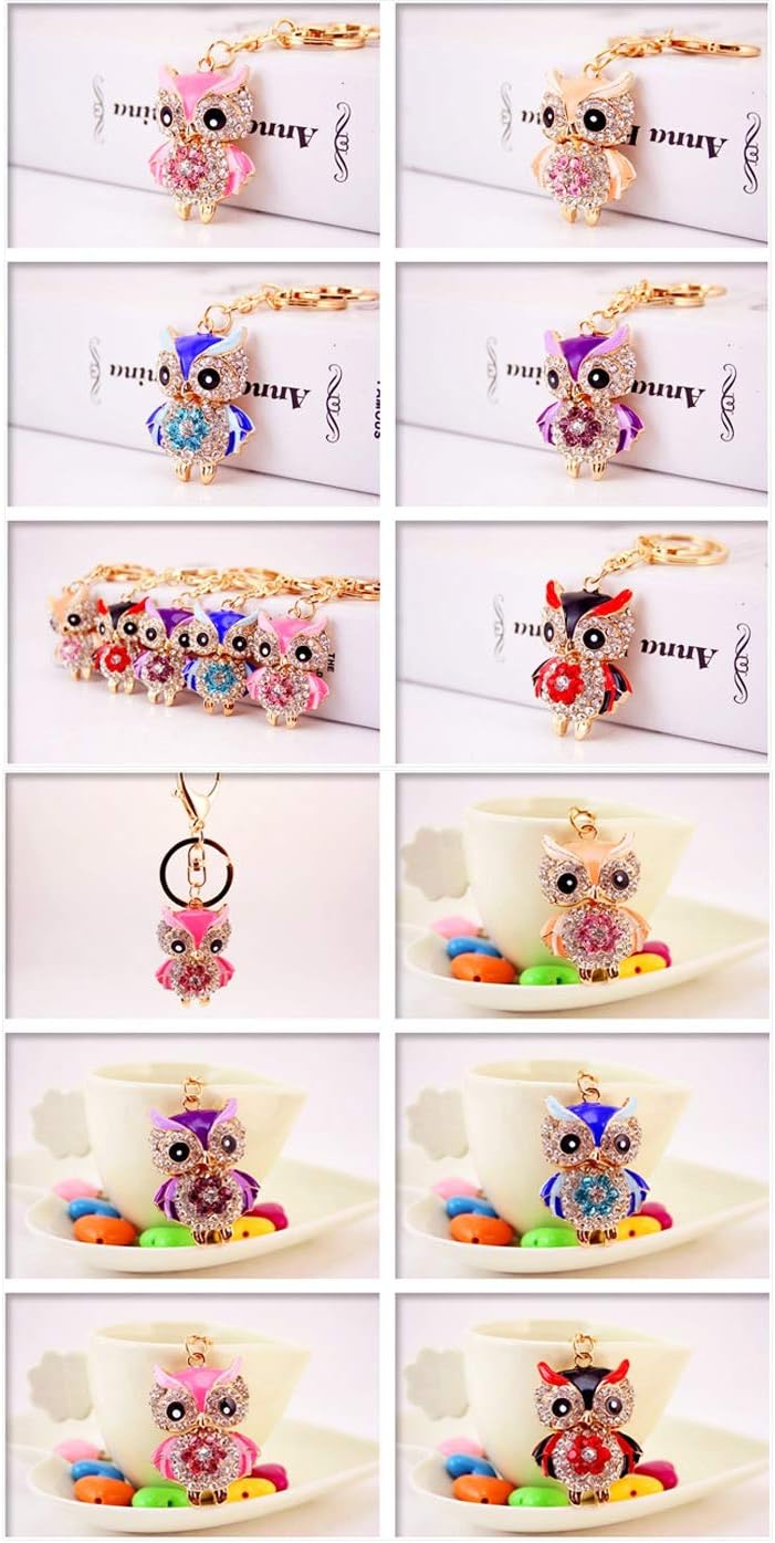 Cute Owl Shape Crystal Rhinestone Sparkling Keychain Bag Pendant Handbag Charm for Women Girls - Image 7