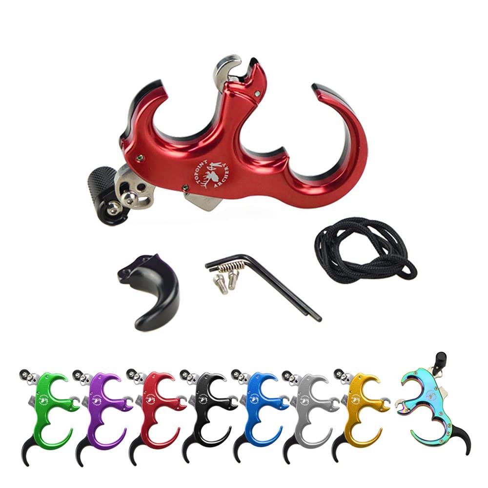 tir à l'arc Release Aids Fermeture Automatique Décocheur Pince Alliage d'aluminium 3 Doigts 4 Doigts Remplaçable pour Accessoire d'arc à poulies
