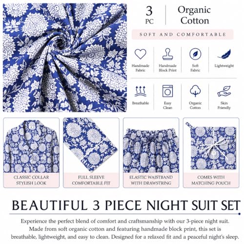 Image of Huar Cotton Pajamas Set for Women - Luxurious Cotton Womens Pajama Sets - Comfortable Christmas PJ Set, Breathable & Light Pj