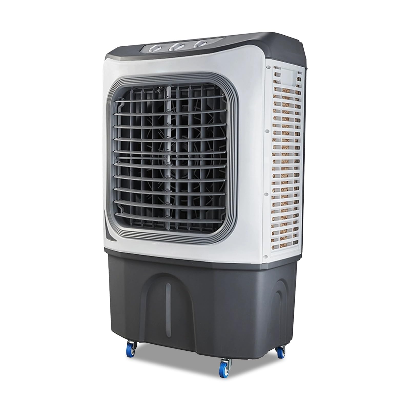 TIANQIHAO Evaporative Air Cooler Fan, 3 In 1 Swamp Cooler With 30L Water Tank, Portable Cooling Fan With 3 Speed, For Outdoor Patio Garage Commercial Industrial Use,Brown