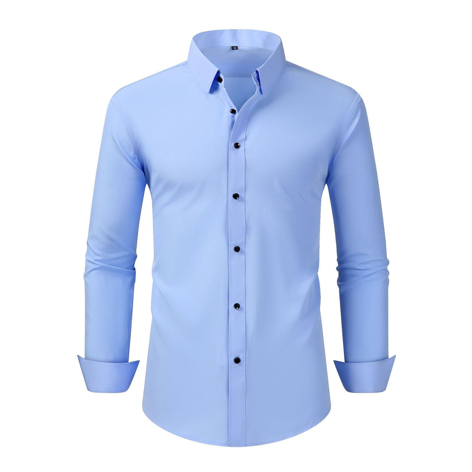 Mens Dress Shirts Long Sleeve Wrinkle Free Button Down Formal Business Shirts Casual Stretch Slim Fit Wedding Tops