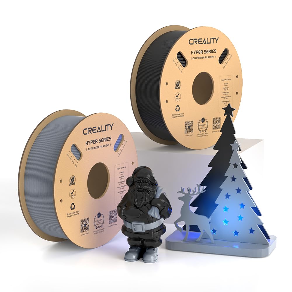 Filamento ufficiale Creality Hyper PLA da 1,75 mm, filamento per stampante 3D PLA ad alta velocità 30-600 mm/s, precisione dimensionale +/-0,02 mm, adatto per stampanti 3D FDM, 2 kg (1 kg*2) nero +