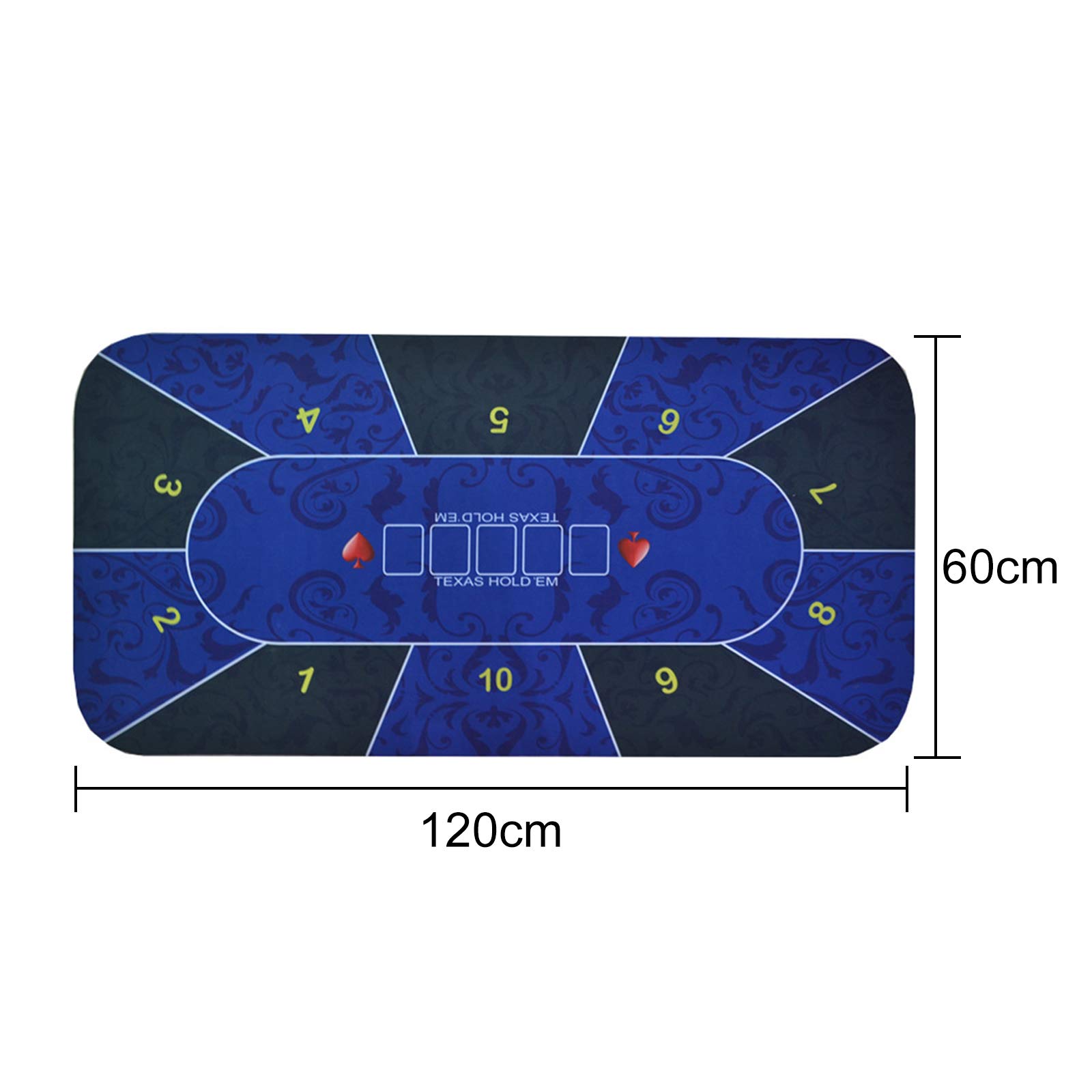 CHIPS Profi Pokermatte 120x60cm/180x90cm Universal Tischdecke für Brettspiele, Kartenspiele und Gesellschaftsspiele - Deluxe Pokertuch – Pokerteppich – Pokertischauflage