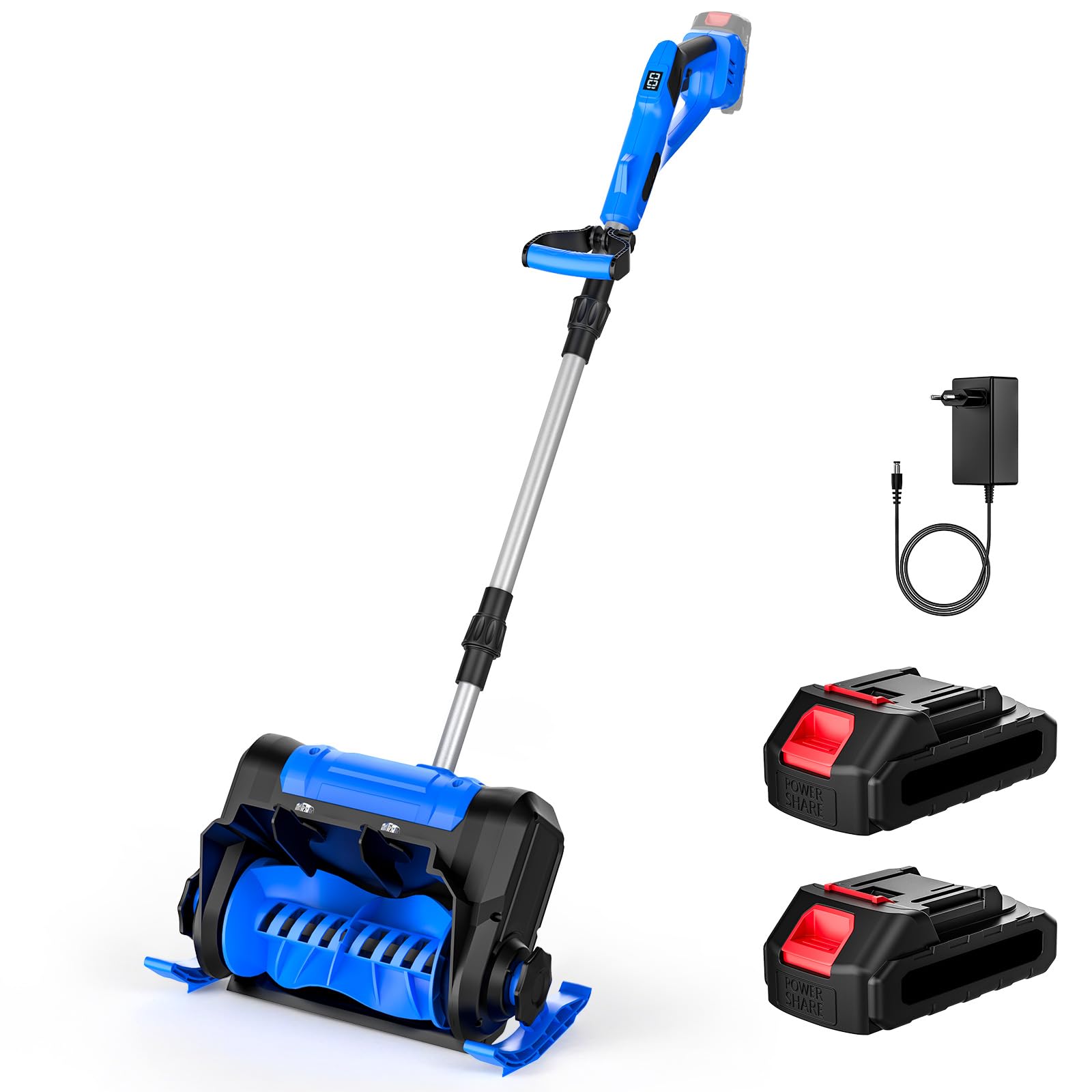 Akku-Schneefräse, Arbeitsbreite 30 cm, Schneehöhe 16 cm, Projektionsabstand 8 m, 550W Elektrische Schneefräse mit Bürstenloser Motor Sicherheitsschalter, LED-Anzeige, Für Einfahrt, Gehweg&Terrasse (B)