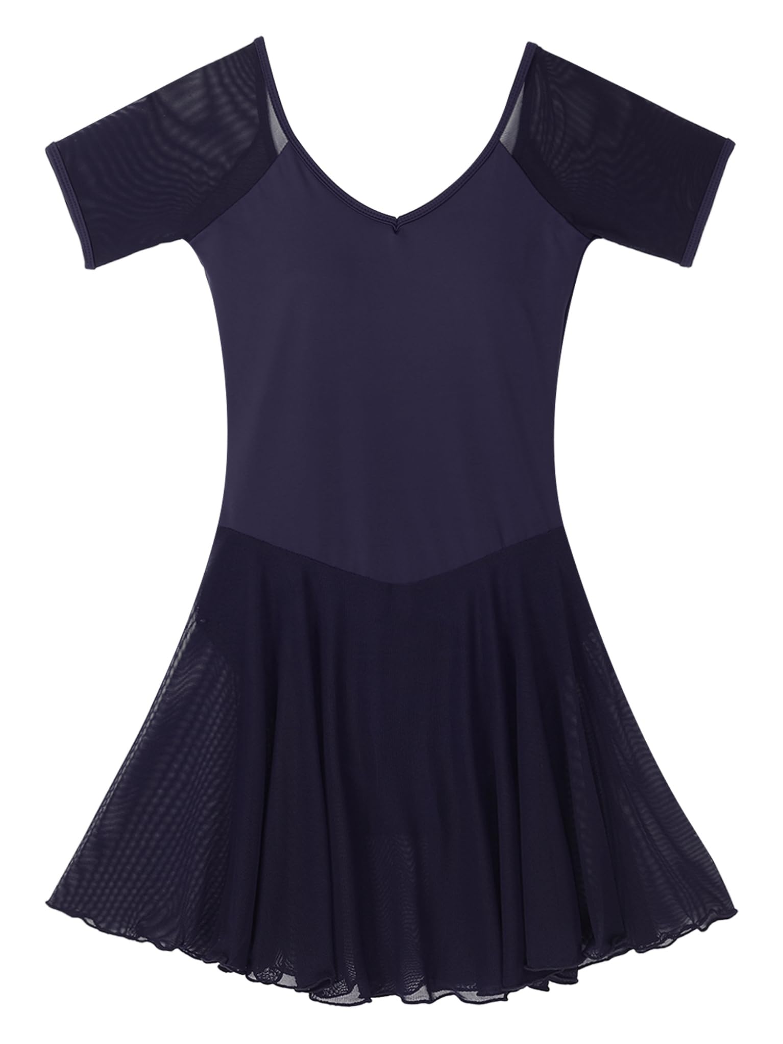 TTAO Ballettkleid Damen Langarm/Kurzarm Ballett Trikot mit Chiffon Rock Wickelrock Gymnastik Tanzkleid Ballettkleidung TrainingskostümDancewear