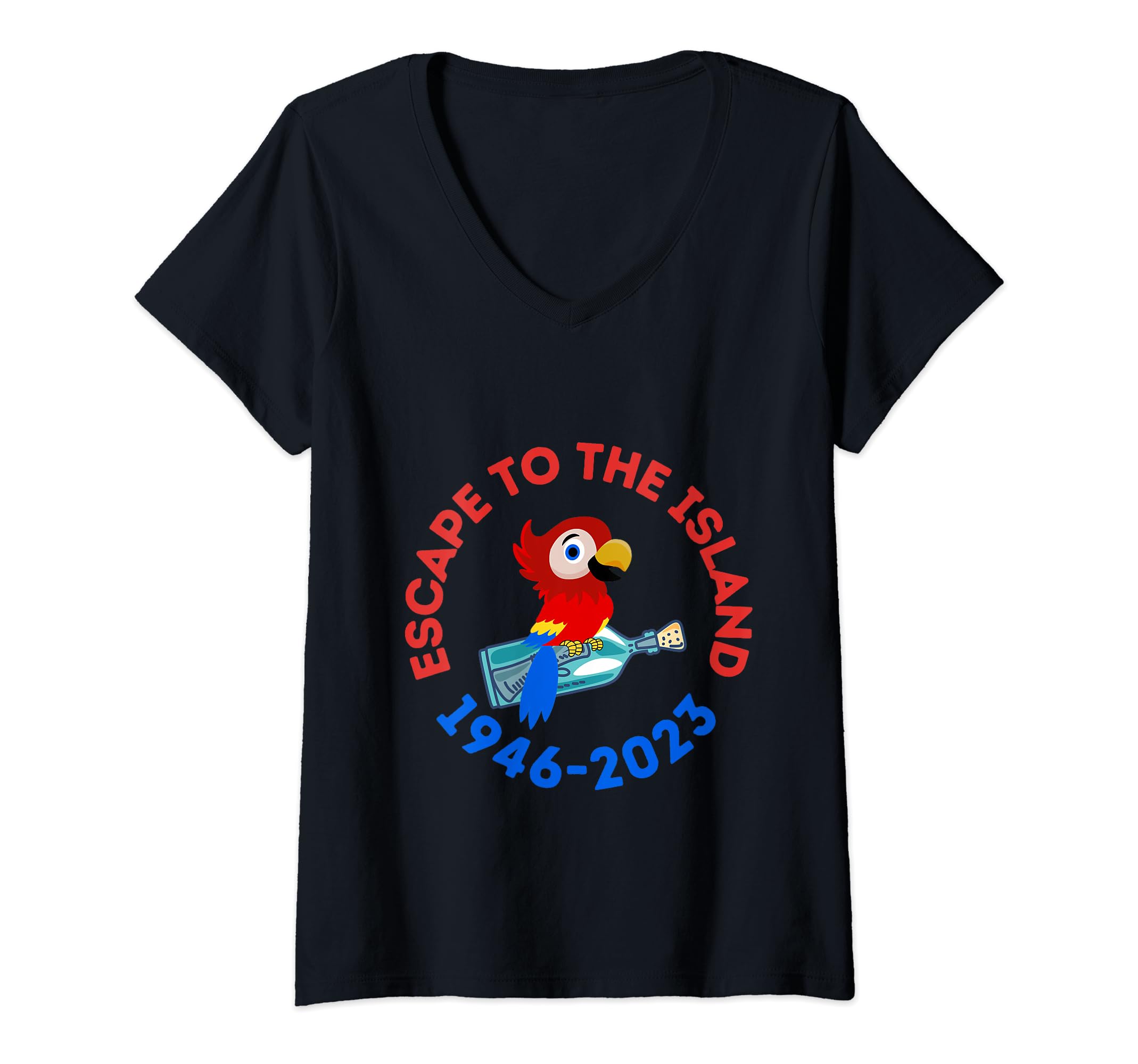 Original Tropical Hawaiian Escape to the Island Parrot V-Neck T-Shirt