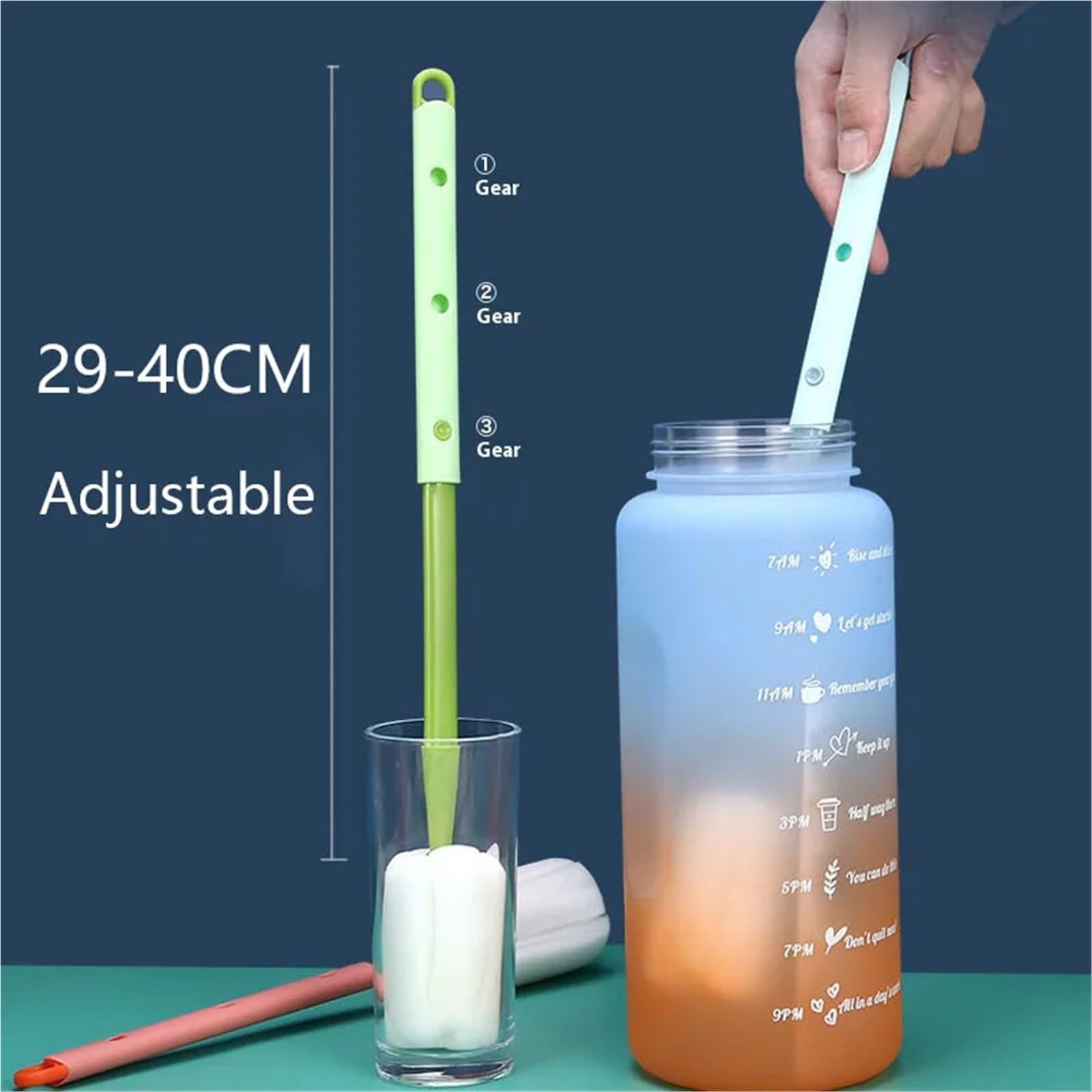 goupillon bouteille Brosse de nettoyage à manche Long réglable, éponge multifonctionnelle for bouteilles en verre, tasses, outils cuisine, usage domestique(WHITE,5PCS)