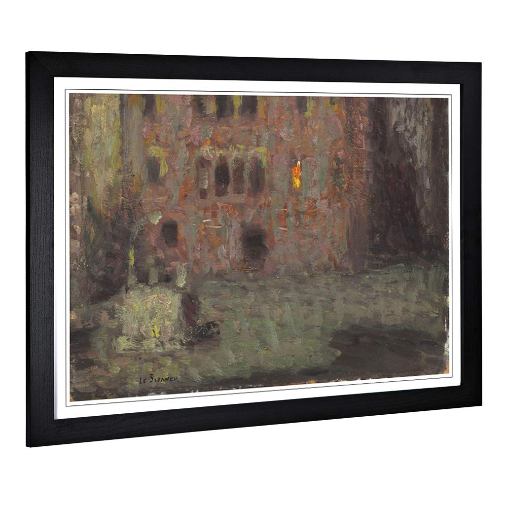Big Box Art Framed Print of Henri Le Sidaner Vieille Place Design | Wall Art Picture | Home Decor for Kitchen, Living, Dining Room, Bedroom, Hallway, Office, Black, A2 / 24.5x18 Inch / 62x45cm