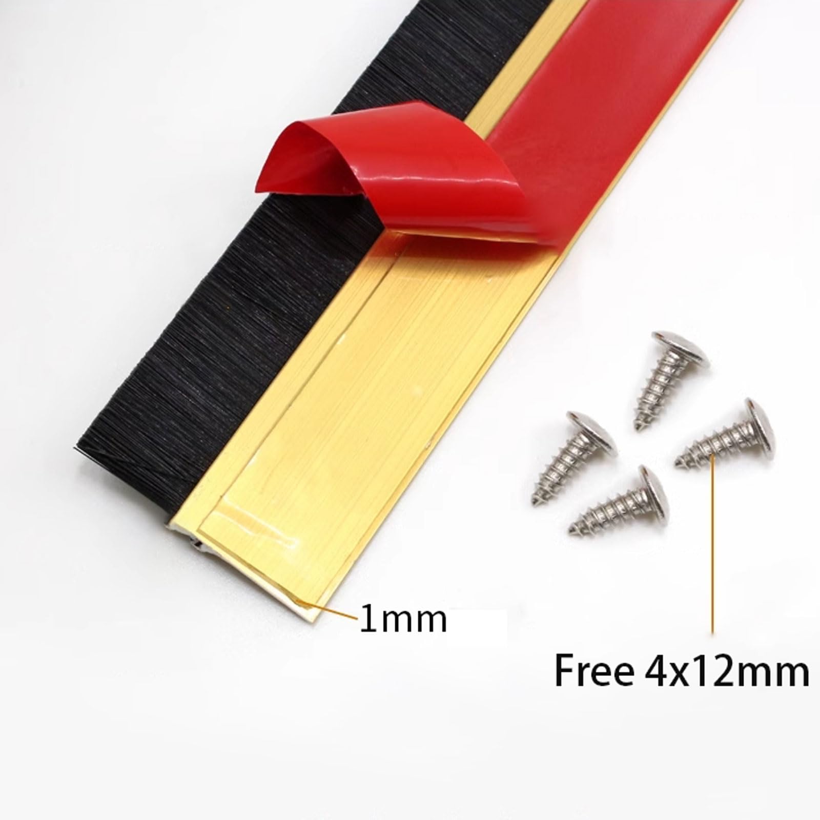 Burlete Autoadhesivo De 1 M De Largo,Tira De Sellado Inferior De Puerta,AleacióN De Aluminio + Cepillo Polipropileno,8 Tipos Longitud Pelo,Adecuado para Huecos Diferentes TamañOs