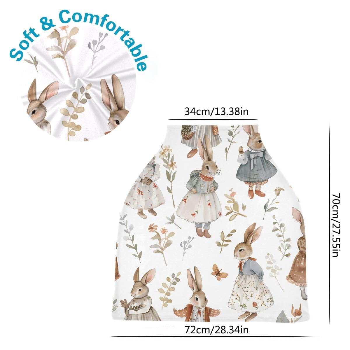 Baby Car Seat Canopy Covers Nursing Cover Stretchy Boys Girls Rabbit Anthropomorphic Carrier Cover Breastfeeding Cover Breathable
