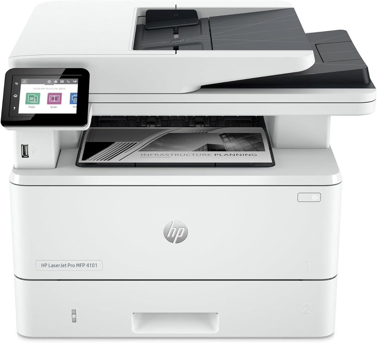 HP LaserJet Pro MFP 4101fdw Wireless Black & White All-in-One Laser Printer, Scanner, Copier, Fax, Best-for-Office (2Z619F) : Office Products