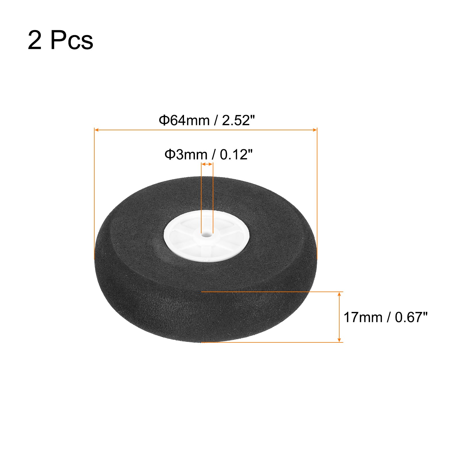 QUARKZMAN RC koła samolotu 2,52" OD x 0,67" T do samolotu, koła gąbkowe, koła piankowe, zamiennik do samodzielnego wykonania modelu samolotu RC, 2 sztuki