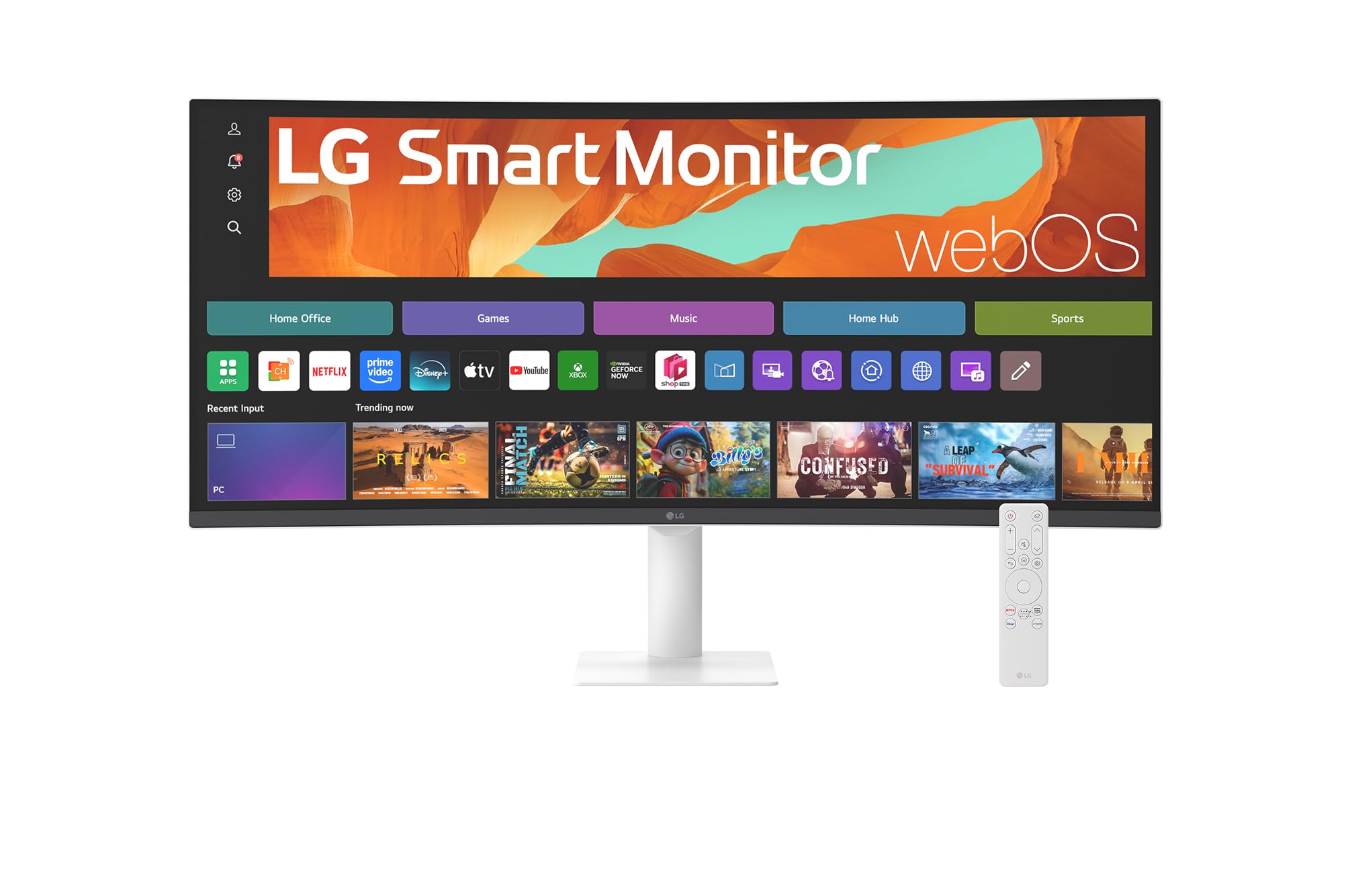 LG Smart Monitor 34U601SA-W 34 Pouces incurvé - Dalle VA résolution QHD (3440 x 1440), 5ms GtG 100Hz, HDR 10, sRGB 99% (CIE1931), inclinable