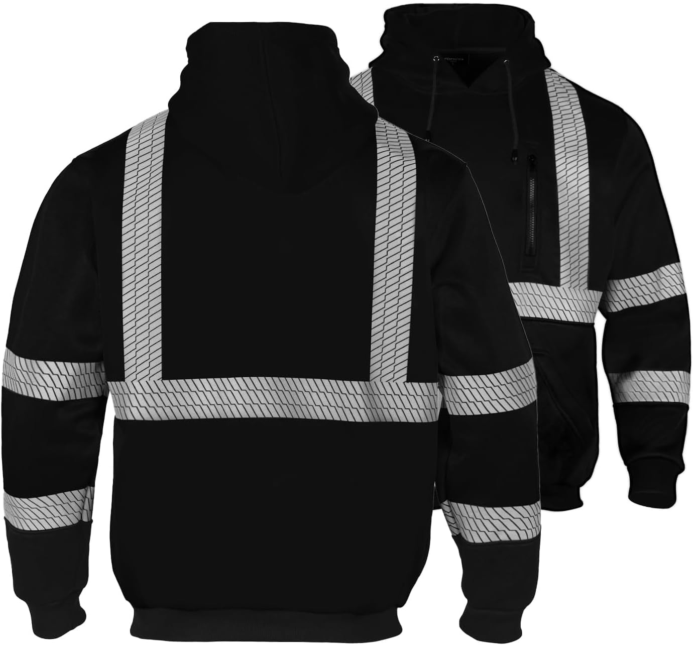FONIRRA Hi Vis Hoodie for Men Reflective ANSI Class 3 Safety Sweatshirts High Visibility Construction Work Winter Pullover Black