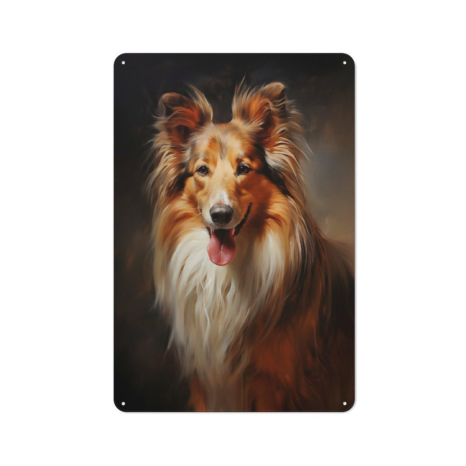 Junmoney Style-14 Metal Plaque 30X20cm With Shetland Sheepdog For Hallway Wall, Rustic Decor, A Metal Wall Feature For Hallways And Entrance Areas
