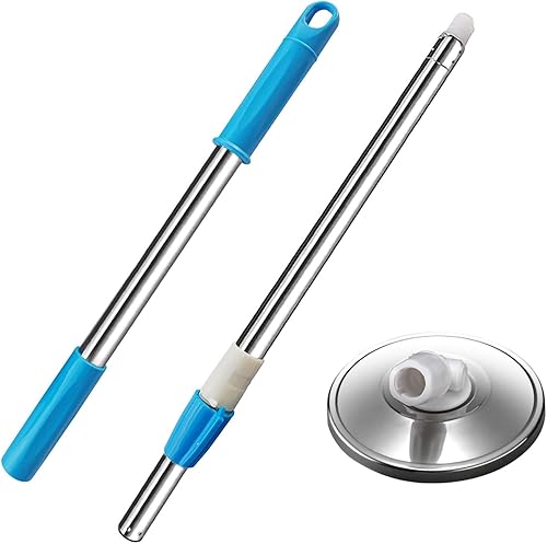 Midremer Mango de repuesto para trapeador giratorio, 49 pulgadas, 360 grados, telescópico de repuesto con disco de acero inoxidable para sistema de