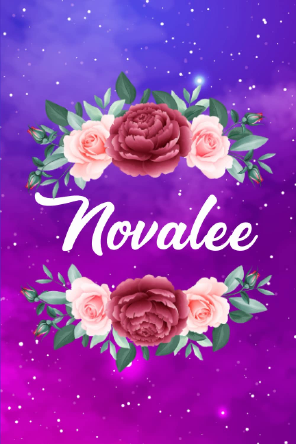Novalee Lined Writing Notebook (6'x9'): Notebook with Personalized Name of Novalee, 6x9inch, 100 Pages – Galaxy & Flowers