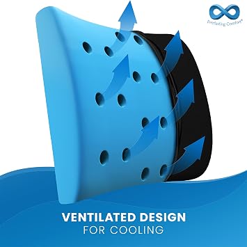 Everlasting Comfort Lumbar Support Pillow and Gel Infused Seat Cushion Bundle - Ergonomic Back and Tailbone Relief for All-Day Comfort