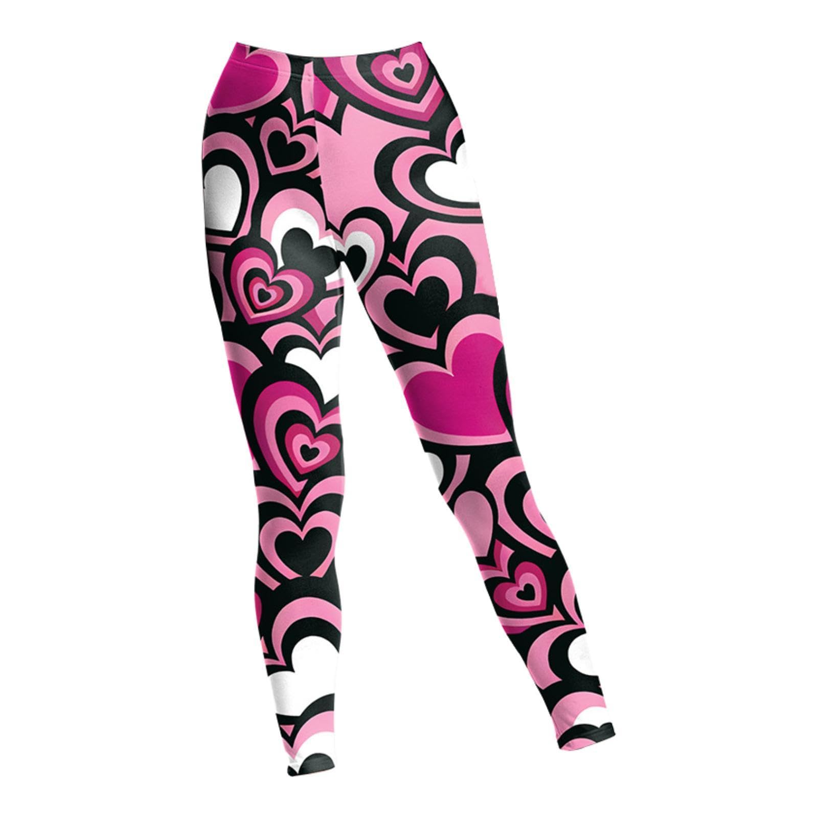 Valentine Heart Women Leggings High Waist Yoga Pants for Workout Gym Jogging M Multi-image-13